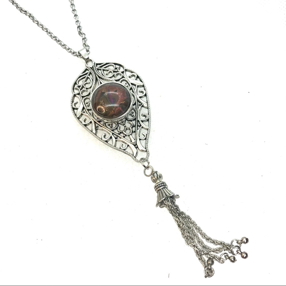 Snap Necklace fringe tassel and handmade 20mm snap SN20